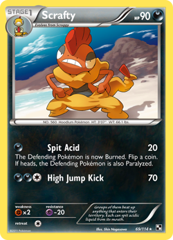 Scrafty 69/114 R Black & White Pokemon Reverse Holo NM/M - Image 1