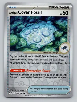 Reverse Holo Antique Cover Fossil 129/142 Common Stellar Crown Pokemon - Image 1