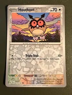 Pokemon TCG Hoothoot 114/142 Stellar Crown SV7 Reverse Holo NM - Image 1