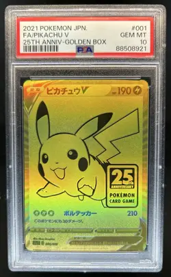 2021 Pokemon Japanese 25th Anniversary Pikachu Golden Box 001/015 PSA 10 - Image 1