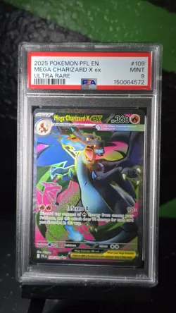 2025 Pokemon Mega Charizard X ex 109/094 Phantasmal Flames Ultra Rare Holo PSA 9 - Image 1