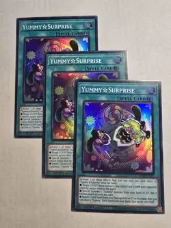 3x Yummy Surprise 1st Edition Super Rare JUSH-EN025 Yu-Gi-Oh! - Image 1