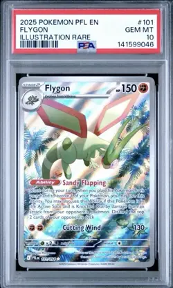 2025 POKEMON PFL EN-PHANTASMAL FLAMES ILLUSTRATION RARE #101 FLYGON PSA 10 - Image 1
