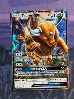 Tauros GX 100/149 Pokemon Sun & Moon Rare GX Lightly Played Card LP 1 - Image 1