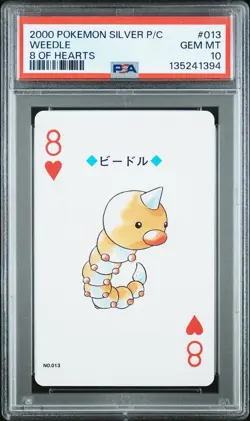 Weedle 2000 Pokemon Japanese Silver Playing Card 8 of Hearts #013 PSA 10 GEM MT - Image 1