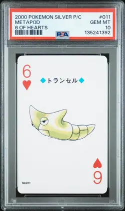 Metapod ~ 2000 Pokemon Japanese Silver Playing Card 6 of Hearts #011 PSA 10 GEM - Image 1