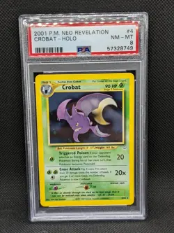 CROBAT 4/64 Unlimited Neo Revelation Holo Rare Pokemon Card PSA 8 NM-MT - Image 1