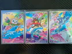First Partner Illustration series promo 3 cards Popplio, Litten, Rowlet - Image 1