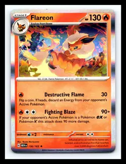💥 FLAREON | # 136/165 | 151 | 2023 Pokemon TCG Card Holo - Image 1