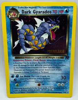 Dark Gyarados 8/82 Holo Team Rocket Prerelease Promo Pokemon Card - SWIRL - Image 1