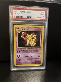PSA 9 | 1999 Pokemon Base Set Kadabra #32 | MINT Graded Card | Unlimited Edition - Image 1