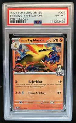 2025 Pokemon Destined Rivals Ethan's Typhlosion Promos Prerelease #034/182 PSA 8 - Image 1
