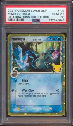 2021 POKEMON CELEBRATIONS COLLECTION MIMIKYU #136 HOLO PSA 10! - Image 1