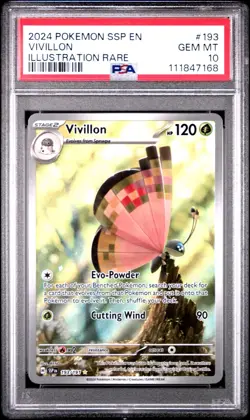2024 POKEMON SSP EN-SURGING SPARKS ILLUSTRATION RARE #193 VIVILLON PSA 10 - Image 1