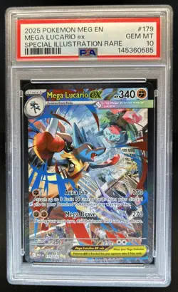 2025 Pokemon Mega Evolution Lucario ex Special Illustration Rare #179/132 PSA 10 - Image 1