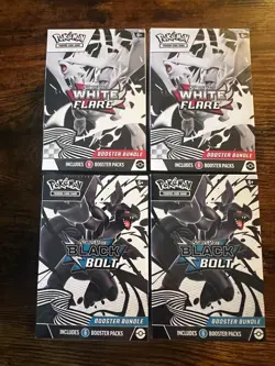 Pokemon Scarlet & Violet White Flare & Black Bolt Booster Bundle 6 Packs Each - Image 1