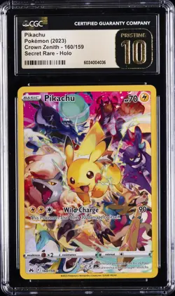 2023 POKEMON CROWN ZENITH SECRET RARE #160 PIKACHU CGC 10 PRISTINE - Image 1