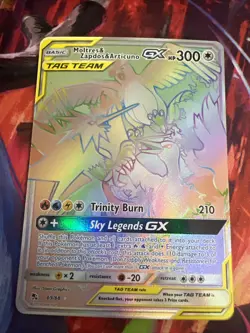 Pokemon TCG Hidden Fates Moltres Zapdos Articuno GX 69/68 Rainbow Secret Rare - Image 1