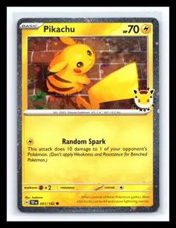 💥 Pikachu Stamped 2026 Pokemon Day 30th Anniversary Pokemon TCG Promo 051/162 - Image 1