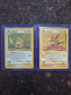 Raichu 14/62 Holo, Rare, Fossil, Unlimited Pokemon card + Raichu 29/62, Rare - Image 1