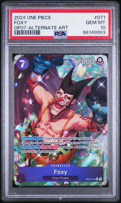 2024 One Piece Foxy Alt Art OP07-071 500 Years in the Future PSA 10 - Image 1