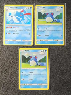 Azumarill 35/147 & 2x Marill 34/147 Pokemon card SM Burning Shadows NM - Image 1