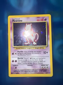 Mewtwo Base Set 10/102 Holo Rare Basic 60 HP Pokemon Card English - Image 1