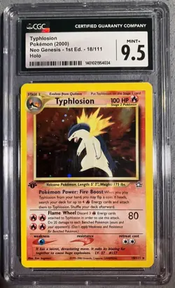 CGC 9.5 MINT+ Typhlosion 2000 Neo Genesis 18/111 Holo Pokemon Card - Image 1