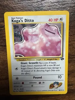 Pokemon TCG Koga's Ditto Holo Rare Card 10/132 Gym Challenge - Image 1
