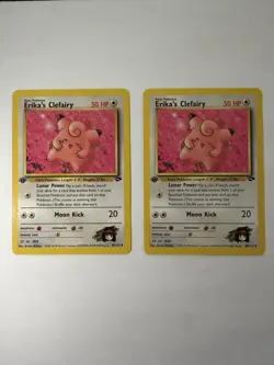 Pokemon Gym Heroes Erika's Clefairy 1st Edition Lot 2 Cards 40/132 2000 English - Image 1