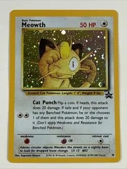 Meowth GB Promo 10 Holo Pokemon Card WOTC Black Star 2000 - Image 1