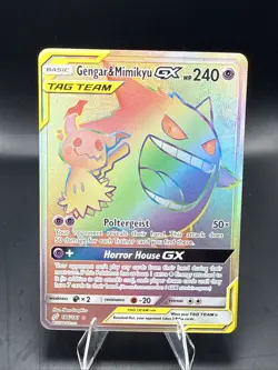 Pokemon Gengar and Mimikyu GX Secret Rare Card 186/181 Team Up - Image 1