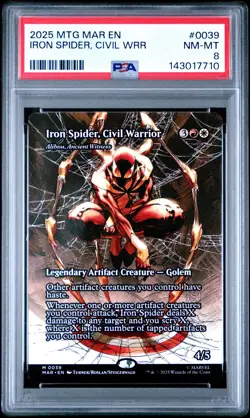 2025 MTG MARVEL'S SPIDER-MAN: SOURCE MATERIAL IRON SPIDER, CIVIL WARRIOR PSA 8 - Image 1