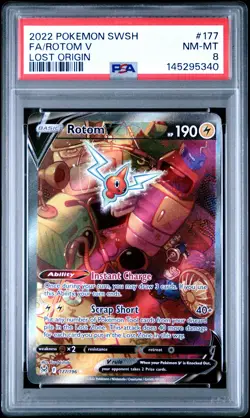 2022 POKEMON SWORD & SHIELD LOST ORIGIN #177 FULL ART/ROTOM V PSA 8 - Image 1