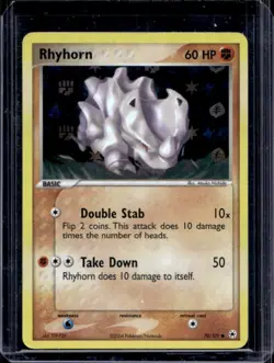 2004 Pokemon EX Hidden Legends Rhyhorn Reverse Holo #70/101 - Image 1
