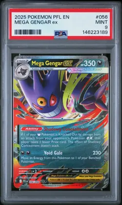 2025 POKEMON PFL EN-PHANTASMAL FLAMES #056 MEGA GENGAR EX PSA 9 - Image 1