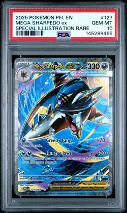 2025 POKEMON PHANTASMAL FLAMES SPECIAL ILLUSTRATION RARE MEGA SHARPEDO EX PSA 10 - Image 1
