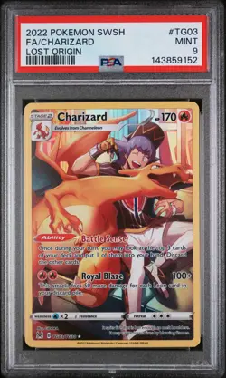 2022 POKEMON SWORD & SHIELD LOST ORIGIN #TG03 FULL ART/CHARIZARD PSA 9 - Image 1