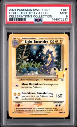 2021 POKEMON SWSH PROMO CELEBRATIONS COLLECTION LIGHT TOXTRICITY-HOLO PSA 9 - Image 1