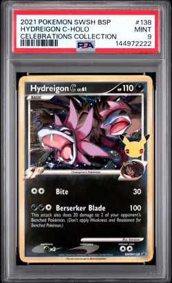 2021 POKEMON SWSH PROMO CELEBRATIONS COLLECTION #138 HYDREIGON C-HOLO PSA 9 - Image 1