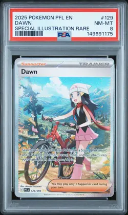 2025 POKEMON PFL EN-PHANTASMAL FLAMES SPECIAL ILLUSTRATION RARE #129 DAWN PSA 8 - Image 1