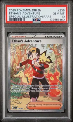 Pokemon TCG Destined Rivals Ethan's Adventure Card 236/182 PSA 10 Pokemon SIR - Image 1