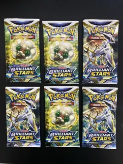 6 Sealed Booster Packs Pokemon Brilliant Stars Sword And Shield - Image 1