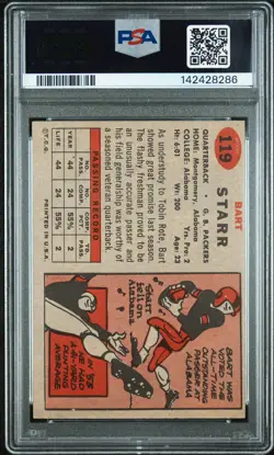 1957 TOPPS #119 BART STARR PSA 6 - Image 2