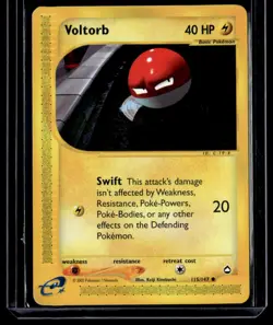 Voltorb 115/147 Aquapolis Common English Pokemon Card - Image 1