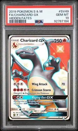 2019 POKEMON SUN & MOON HIDDEN FATES #SV49 FULL ART/CHARIZARD GX PSA 10 - Image 1