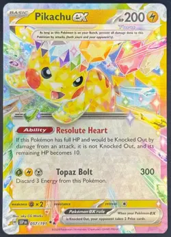 Pikachu ex 057/191 Pokemon TCG SV08: Surging Sparks Double Rare Near Mint - Image 1