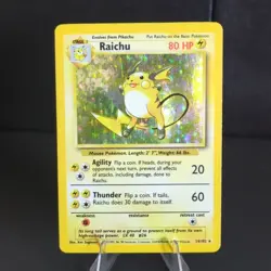 Pokemon TCG Raichu 14/102 Base Set Holo Rare 1999 Wizards Vintage Card - Image 1