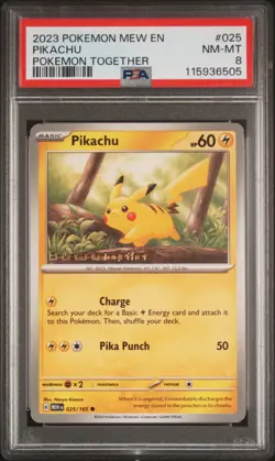 2023 POKEMON MEW EN-151 POKEMON TOGETHER #025 PIKACHU PSA 8 - Image 1