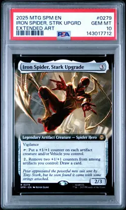 2025 MTG MARVEL'S SPIDER-MAN EXTENDED ART IRON SPIDER, STARK UPGRADE PSA 10 - Image 1